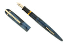 CIRCA 1943 EVERSHARP SKYLINE BLUE MOIRE CELLULOID FOUNTAIN PEN RESTORED OFFERED BY ANTIQUE DIGGER