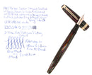 1943 PARKER SENIOR DUSTY ROSE STRIPED DUOFOLD BLUE DIAMOND FOUNTAIN PEN RESTORED OFFERED BY ANTIQUE DIGGER