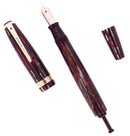 1943 PARKER SENIOR DUSTY ROSE STRIPED DUOFOLD BLUE DIAMOND FOUNTAIN PEN RESTORED OFFERED BY ANTIQUE DIGGER