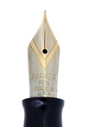 1943 PARKER SENIOR DUOFOLD STRIPED BLUE GRAY CELLULOID FOUNTAIN PEN RESTORED OFFERED BY ANTIQUE DIGGER