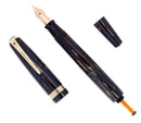 1943 PARKER STRIPED DUOFOLD SENIOR BLUE GRAY BLUE DIAMOND FOUNTAIN PEN RESTORED OFFERED BY ANTIQUE DIGGER