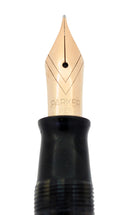 1943 PARKER STRIPED DUOFOLD SENIOR BLUE GRAY BLUE DIAMOND FOUNTAIN PEN RESTORED OFFERED BY ANTIQUE DIGGER