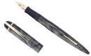 C1943 EVERSHARP SKYLINE GRAY MOIRE CELLULOID FOUNTAIN PEN RESTORED SMOOTH NIB OFFERED BY ANTIQUE DIGGER