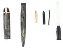 C1943 EVERSHARP SKYLINE GRAY MOIRE CELLULOID FOUNTAIN PEN RESTORED SMOOTH NIB OFFERED BY ANTIQUE DIGGER