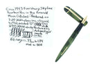 C1943 EVERSHARP SKYLINE EMERALD GREEN MOIRE CELLULOID FOUNTAIN PEN RESTORED SMOOTH NIB OFFERED BY ANTIQUE DIGGER