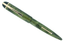 C1943 EVERSHARP SKYLINE EMERALD GREEN MOIRE CELLULOID FOUNTAIN PEN RESTORED SMOOTH NIB OFFERED BY ANTIQUE DIGGER
