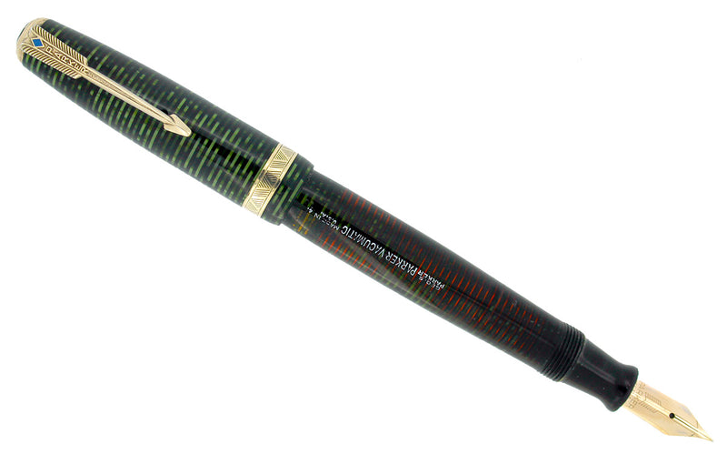 RESTORED 1944 PARKER EMERALD PEARL SINGLE JEWEL VACUMATIC FOUNTAIN PEN OFFERED BY ANTIQUE DIGGER