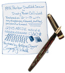 1944 PARKER STRIPED SENIOR DUOFOLD DUSTY ROSE CELLULOID FOUNTAIN PEN RESTORED OFFERED BY ANTIQUE DIGGER
