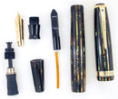 RESTORED 1944 PARKER DUOFOLD SENIOR FOUNTAIN PEN IN THE GREEN GOLD CELLULOID WITH V NIB OFFERED BY ANTIQUE DIGGER