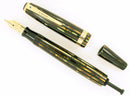 RESTORED 1944 PARKER DUOFOLD SENIOR FOUNTAIN PEN IN THE GREEN GOLD CELLULOID WITH V NIB OFFERED BY ANTIQUE DIGGER