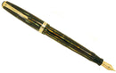 RESTORED 1944 PARKER DUOFOLD SENIOR FOUNTAIN PEN IN THE GREEN GOLD CELLULOID WITH V NIB OFFERED BY ANTIQUE DIGGER
