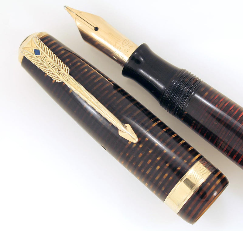 1944 PARKER GOLDEN PEARL VACUMATIC FOUNTAIN PEN & PENCIL SET RESTORED OFFER BY ANTIQUE DIGGER