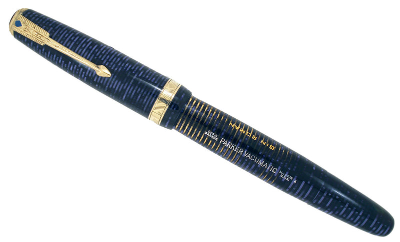 1944 PARKER AZURE PEARL VACUMATIC MAJOR FOUNTAIN PEN NEAR MINT CONDITION AND RESTORED