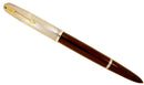 1944 PARKER 51 STERLING CAP DOUBLE JEWEL FOUNTAIN PEN IN CORDOVAN BROWN RESTORED OFFERED BY ANTIQUE DIGGER
