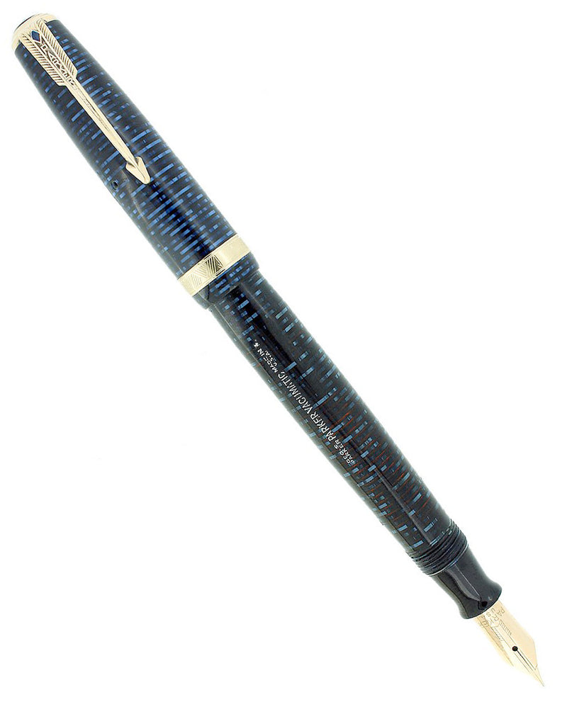 1944 PARKER BLUE AZURE PEARL VACUMATIC MAJOR FOUNTAIN PEN RESTORED OFFERED BY ANTIQUE DIGGER