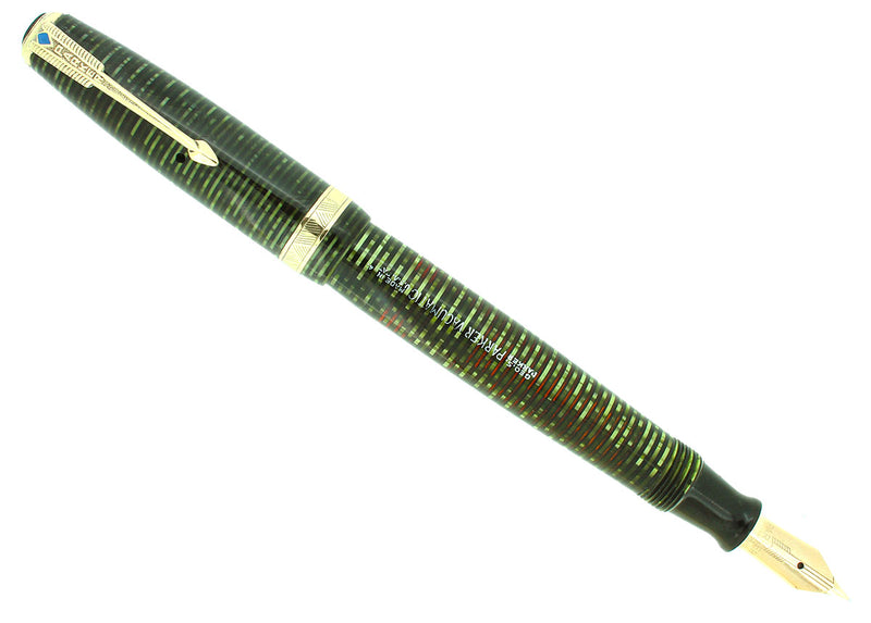 1944 PARKER EMERALD PEARL VACUMATIC MED 14K NIB FOUNTAIN PEN RESTORED EXCELLENT OFFERED BY ANTIQUE DIGGER