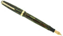 RESTORED 1945 PARKER SENIOR DUOFOLD GREEN GOLD CELLULOID FOUNTAIN PEN V NIB RESTORED OFFERED BY ANTIQUE DIGGER