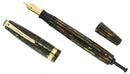 RESTORED 1945 PARKER SENIOR DUOFOLD GREEN GOLD CELLULOID FOUNTAIN PEN V NIB RESTORED OFFERED BY ANTIQUE DIGGER