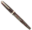 1944 PARKER STRIPED DUOFOLD SENIOR DUSTY ROSE BLUE DIAMOND FOUNTAIN PEN RESTORED OFFERED BY ANTIQUE DIGGER