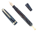 1944 PARKER BLUE GRAY STRIPED DUOFOLD SENIOR BLUE DIAMOND FOUNTAIN PEN RESTORED OFFERED BY ANTIQUE DIGGER