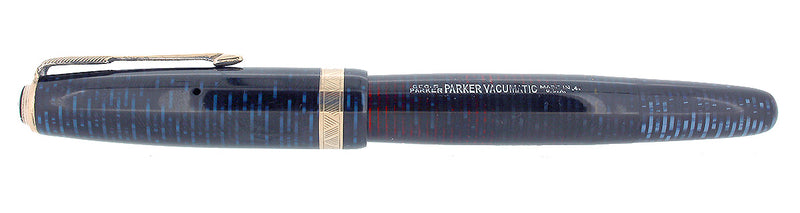 1944 PARKER VACUMATIC AZURE PEARL DOUBLE IMPRINT ERROR FOUNTAIN PEN RESTORED OFFERED BY ANTIQUE DIGGER