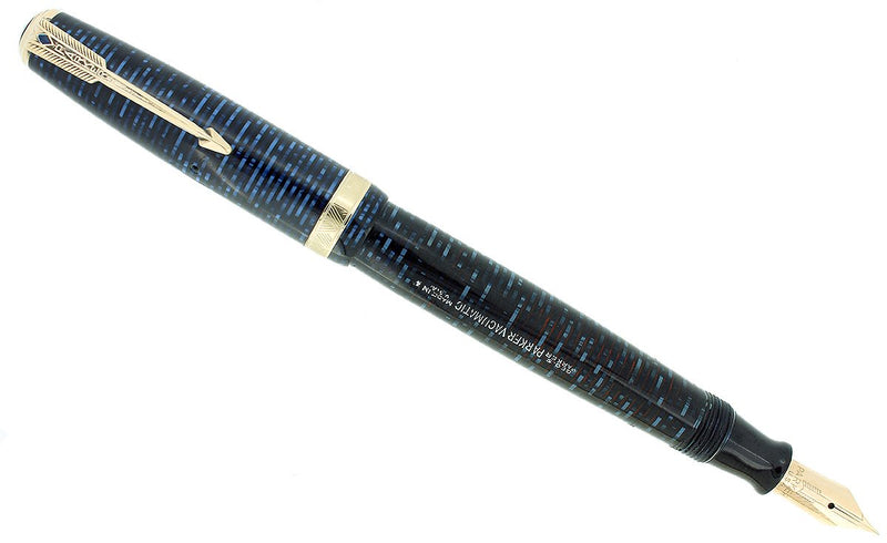 1944 PARKER AZURE PEARL VACUMATIC MAJOR FOUNTAIN PEN RESTORED OFFERED BY ANTIQUE DIGGER