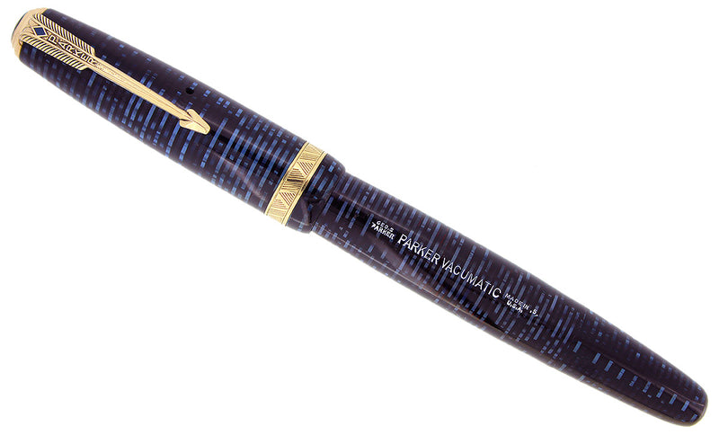 1945 PARKER AZURE PEARL VACUMATIC MAJOR FOUNTAIN PEN GORGEOUS COLOR RESTORED OFFERED BY ANTIQUE DIGGER