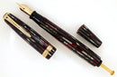 1945 PARKER STRIPED SENIOR DUOFOLD DUSTY ROSE CELLULOID FOUNTAIN PEN RESTORED OFFERED BY ANTIQUE DIGGER