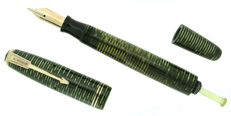 1945 PARKER EMERALD PEARL VACUMATIC FOUNTAIN PEN RESTORED GORGEOUS COLOR OFFERED BY ANTIQUE DIGGER