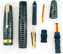 RESTORED 1945 PARKER EMERALD PEARL VACUMATIC MAJOR FOUNTAIN PEN WITH F to BB FLEX NIB