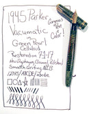 RESTORED 1945 PARKER EMERALD PEARL VACUMATIC MAJOR FOUNTAIN PEN WITH F to BB FLEX NIB