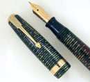 RESTORED 1945 PARKER EMERALD PEARL VACUMATIC MAJOR FOUNTAIN PEN WITH F to BB FLEX NIB