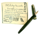1945 PARKER EMERALD PEARL DOUBLE JEWEL VACUMATIC FOUNTAIN PEN RESTORED OFFERED BY ANTIQUE DIGGER