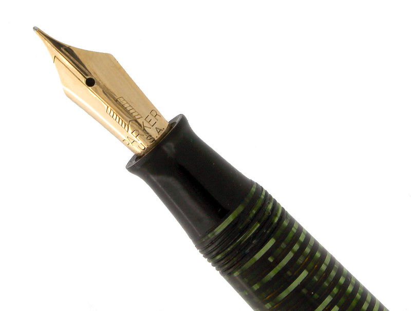 1945 PARKER EMERALD PEARL DOUBLE JEWEL VACUMATIC FOUNTAIN PEN RESTORED OFFERED BY ANTIQUE DIGGER