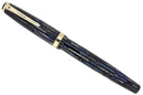 RESTORED 1945 PARKER DUOFOLD SENIOR FOUNTAIN PEN IN BLUE GRAY CELLULOID WITH V NIB OFFERED BY ANTIQUE DIGGER