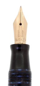 1945 PARKER VACUMATIC MAJOR AZURE BLUE PEARL FOUNTAIN PEN RESTORED OFFERED BY ANTIQUE DIGGER