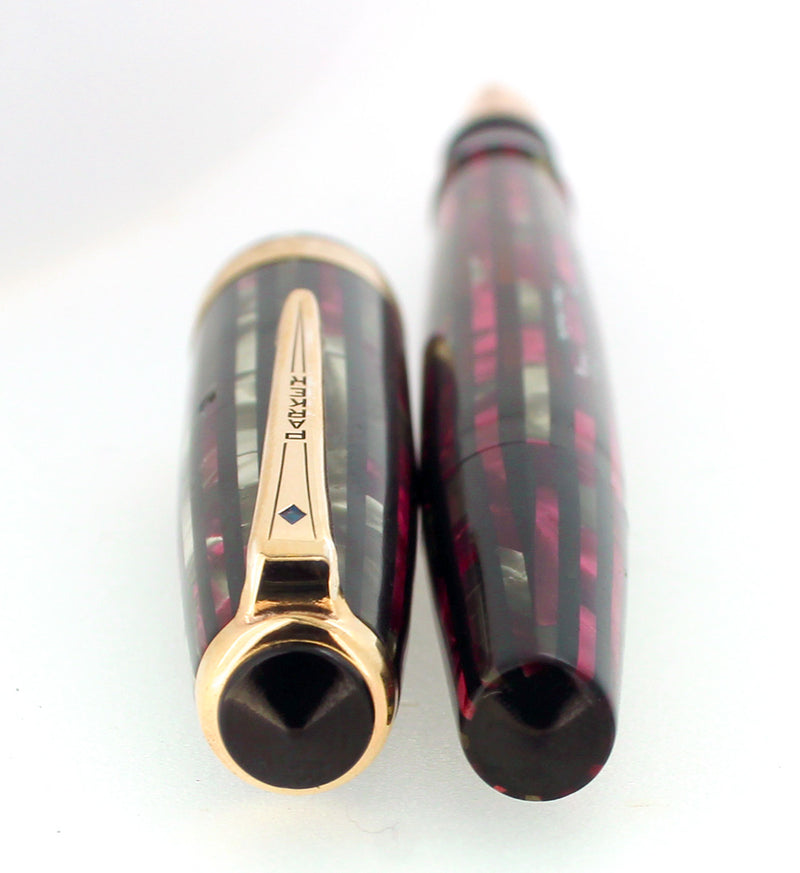 1945 PARKER SENIOR DUOFOLD DUSTY ROSE CELLULOID FOUNTAIN PEN M-B NIB RESTORED OFFERED BY ANTIQUE DIGGER