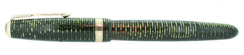 1945 PARKER VACUMATIC EMERALD PEARL SINGLE JEWEL FOUNTAIN PEN RESTORED EXCELLENT OFFERED BY ANTIQUE DIGGER