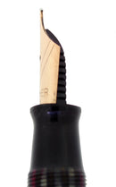 STICKERED 1945 PARKER SENIOR DUSTY ROSE STRIPED DUOFOLD BLUE DIAMOND FOUNTAIN PEN RESTORED OFFERED BY ANTIQUE DIGGER