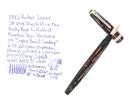 STICKERED 1945 PARKER SENIOR DUSTY ROSE STRIPED DUOFOLD BLUE DIAMOND FOUNTAIN PEN RESTORED OFFERED BY ANTIQUE DIGGER