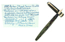 1945 PARKER SENIOR STRIPED DUOFOLD GREEN GOLD CELLULOID FOUNTAIN PEN RESTORED OFFERED BY ANTIQUE DIGGER