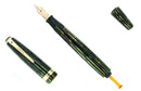 1945 PARKER SENIOR STRIPED DUOFOLD GREEN GOLD CELLULOID FOUNTAIN PEN RESTORED OFFERED BY ANTIQUE DIGGER