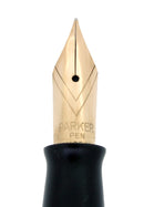 1945 PARKER SENIOR STRIPED DUOFOLD GREEN GOLD CELLULOID FOUNTAIN PEN RESTORED OFFERED BY ANTIQUE DIGGER