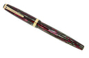 1945 SENIOR PARKER DUOFOLD STRIPED DUSTY ROSE CELLULOID FOUNTAIN PEN RESTORED OFFERED BY ANTIQUE DIGGER