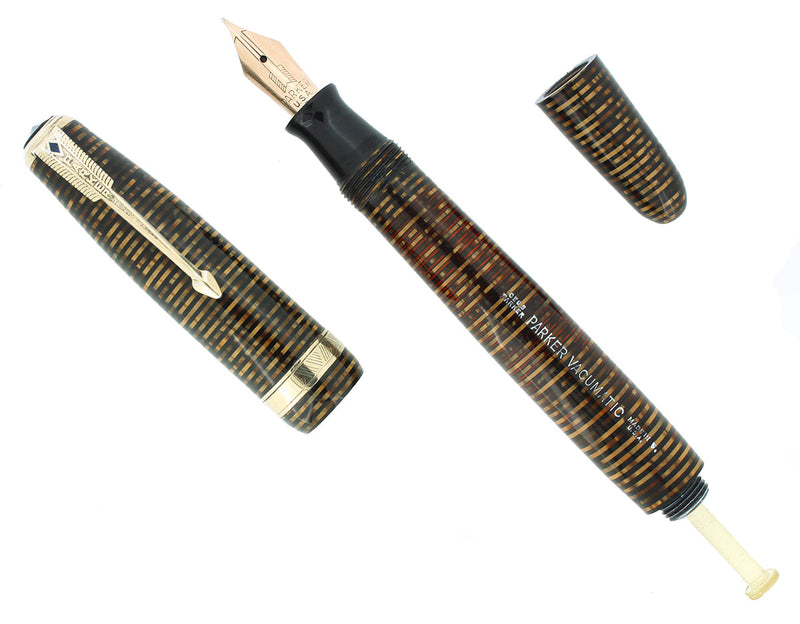 1945 PARKER VACUMATIC GOLDEN PEARL MAJOR FOUNTAIN PEN RESTORED OFFERED BY ANTIQUE DIGGER