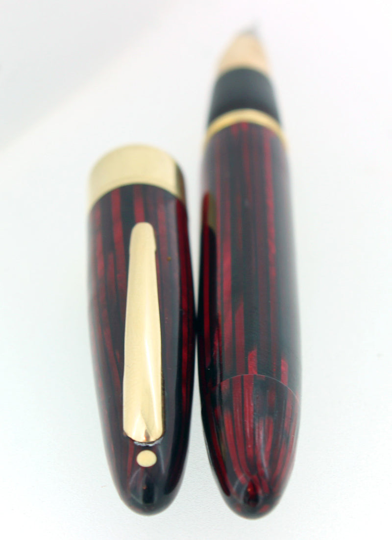 CIRCA 1945 SHEAFFER WHITE DOT CARMINE TRIUMPH FOUNTAIN PEN RESTORED OFFERED BY ANTIQUE DIGGER