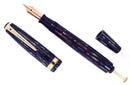 1945 PARKER SENIOR DUOFOLD STRIPED BLUE GRAY CELLULOID FOUNTAIN PEN RESTORED OFFERED BY ANTIQUE DIGGER