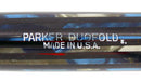 1945 PARKER SENIOR DUOFOLD STRIPED BLUE GRAY CELLULOID FOUNTAIN PEN RESTORED OFFERED BY ANTIQUE DIGGER