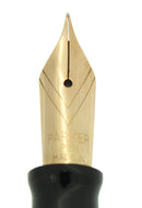 1945 PARKER SENIOR DUOFOLD STRIPED BLUE GRAY CELLULOID FOUNTAIN PEN RESTORED OFFERED BY ANTIQUE DIGGER