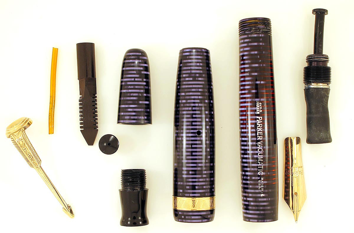 RESTORED 1946 PARKER AZURE PEARL VACUMATIC MAJOR FOUNTAIN PEN F to B ...